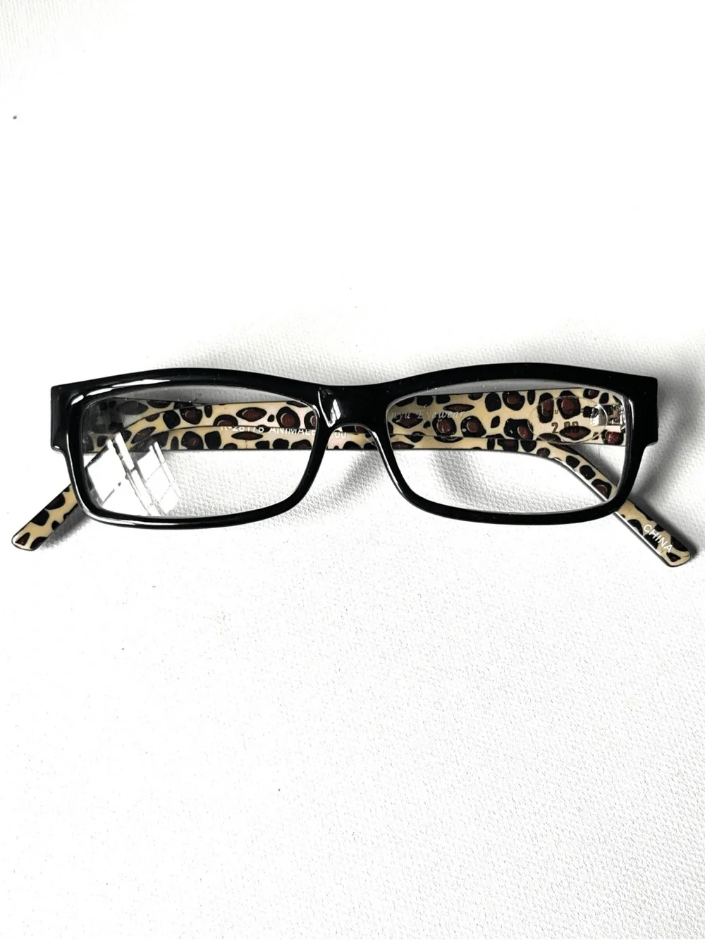 Retro Petite Fit Reading Glasses Skinny Rectangular Unisex Animal Leopard Mens